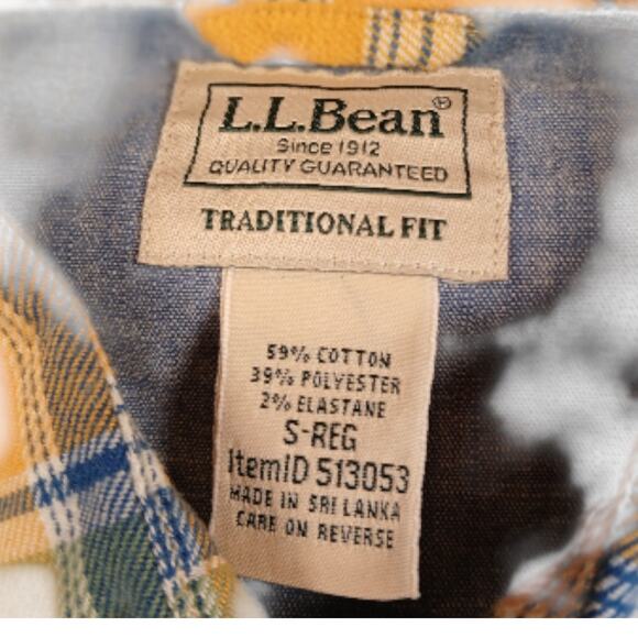 L.L. Bean Men's Yellow & Blue Plaid Shirt - Size: Small - Picture 4 of 4